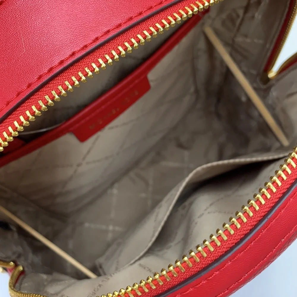 Michael Kors Jaycee Medium Pebbled Leather Backpack Bright Red NWT